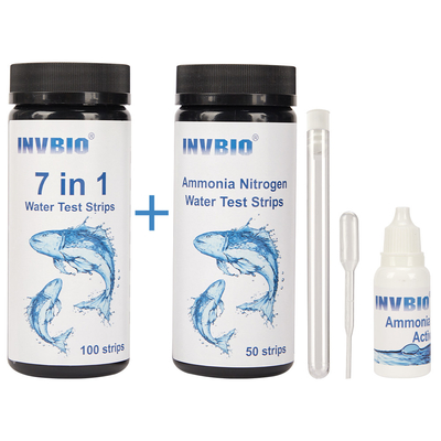 Invbio 7 In 1 Fish Aquarium Water Test Strip Kit Uji Nitrogen Amoniak