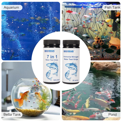 Invbio 7 In 1 Fish Aquarium Water Test Strip Kit Uji Nitrogen Amoniak