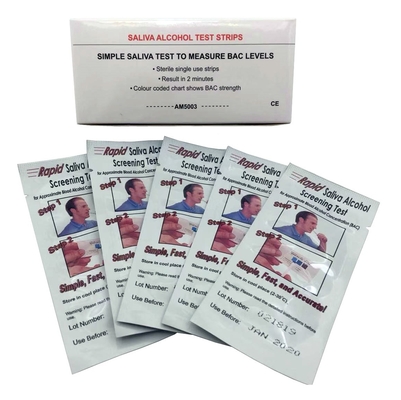 One Step Alco Screen Saliva Alkohol Test Strip Kemasan OEM Akurasi Tinggi