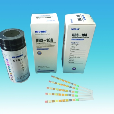 Strip Tes Urinalisis Glukosa Bilirubin Akurasi Tinggi 3.00mm 10 Parameter