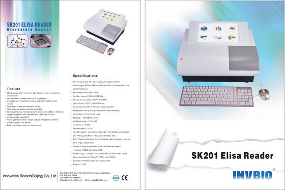 SK201 8 saluran Elisa Microplate Reader Penganalisis Kimia Klinis