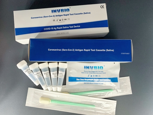 Akurasi INVBIO Coronavirus Saliva Rtk Test 5pcs / Box Deteksi Kualitatif